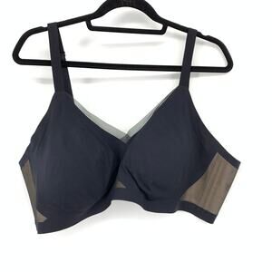 Honeylove Liftwear CrossOver Bra Women's Size 3X Black Nude Wire Free Mesh Trim